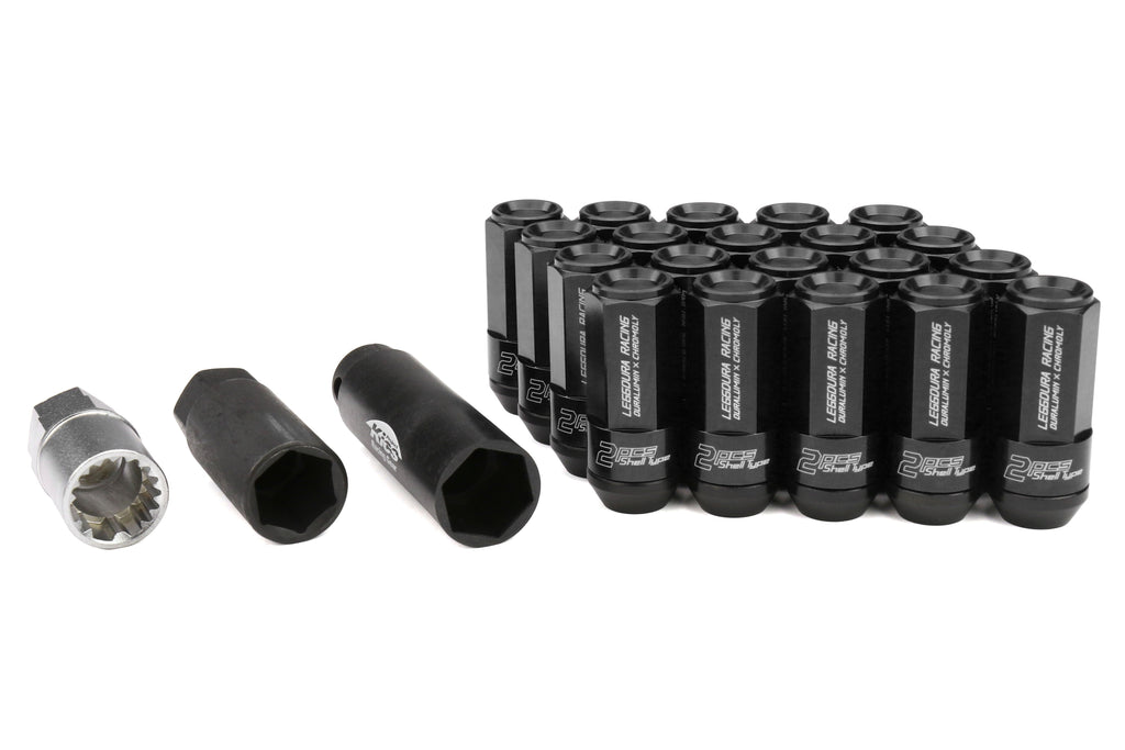 Project Kics Leggdura Racing Shell Type Lug Nut Set 53mm Closed-End Look 12X1.25 Black - Universal