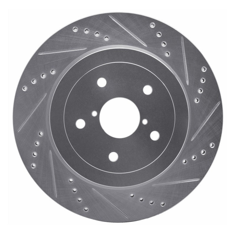 R1 Rear Right Drilled & Slotted Silver Brake Rotor - 2005-2007 Subaru STI