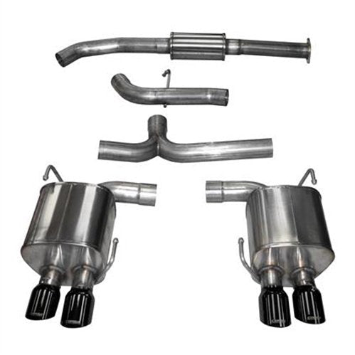 Corsa Sport Cat Back Exhaust - Black Quad 3.5in Tips - 2015-2021 Subaru WRX
