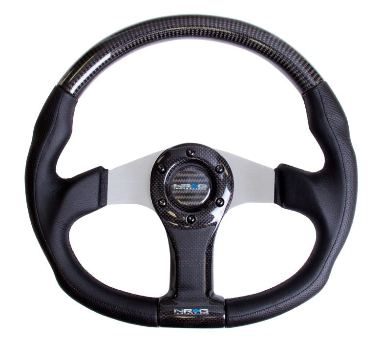 NRG Carbon Fiber Steering Wheel 350mm Oval Silver - Universal