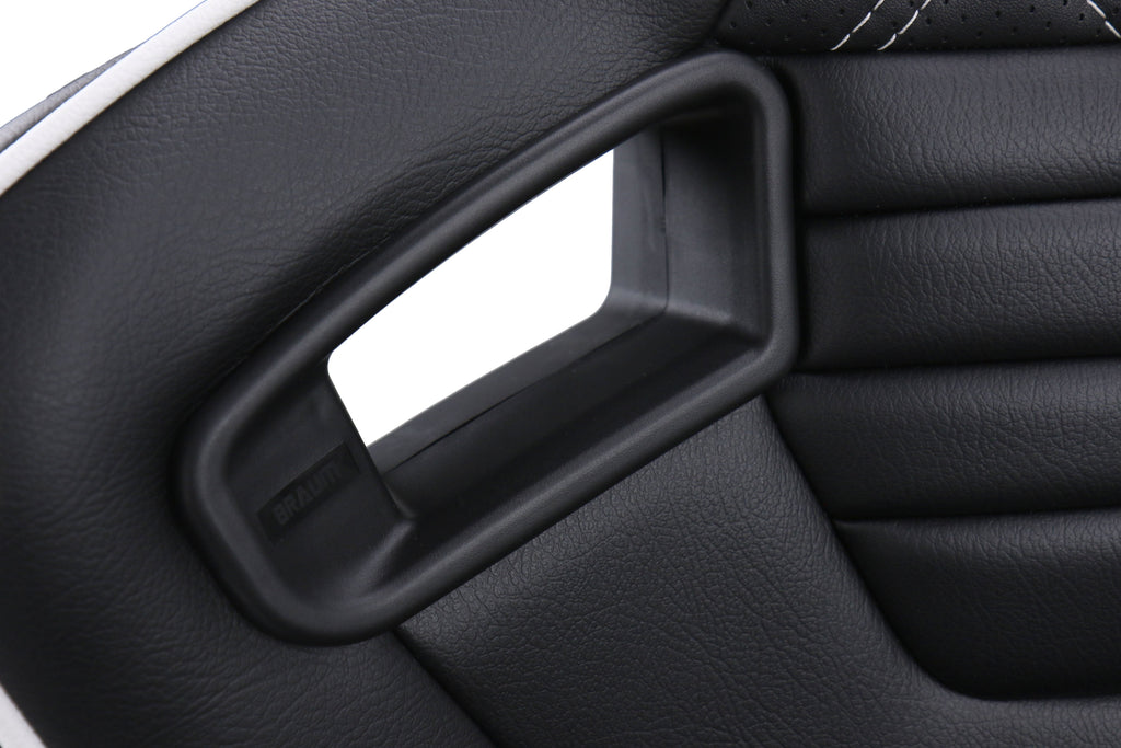 Braum Elite-X Series Racing Seats Diamond Edition White Piping Pair - Universal