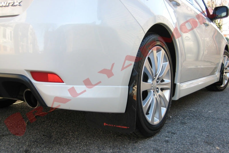 Rally Armor Black UR Mud Flap w/Red Logo - 2008-2010 Subaru WRX / 08-11 Impreza 2.5i (Hatch/Sedan)