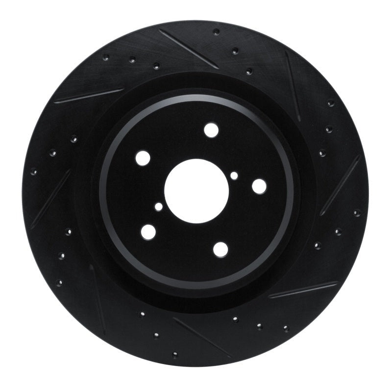 R1 Concepts Drilled & Slotted Black Rear Right Brake Rotor - 2019-2025 Subaru Ascent