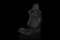ELITE-X Series Sport Reclinable Seats (Pair) - Black Leatherette w/ Red Stitching - Universal