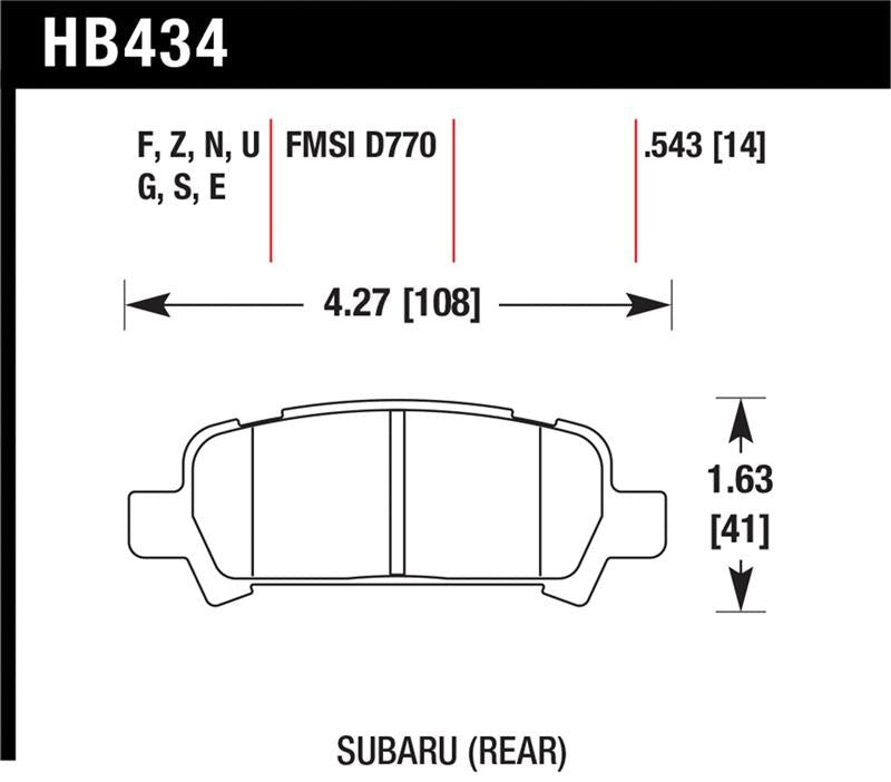 Hawk Performance Ceramic Street Brake Pads - Rear - 2002-2003 Subaru WRX / 2005-2008 Subaru Legacy GT