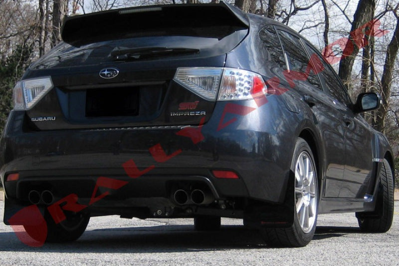 Rally Armor Black UR Mud Flap w/Red Logo - 2008-2014 Subaru STI (Hatch Only) / 2011-2014 WRX (Hatch Only)