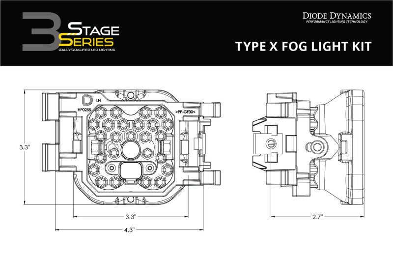 Diode Dynamics SS3 Sport Type X Fog Light Kit ABL - White SAE - Universal