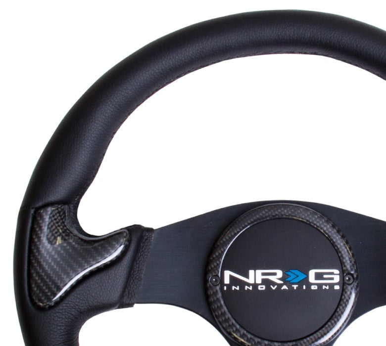 NRG Carbon Fiber Steering Wheel 350mm Black Rubber Horn - Universal