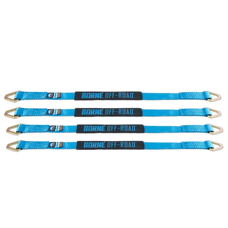 Borne Off-Road Vehicle Ratchet Tie-Down Kit (4 pack) Blue