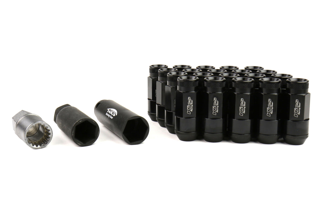 Project Kics Leggdura Racing Shell Type Lug Nut Set 53mm Open-End Look 12X1.25 Black
