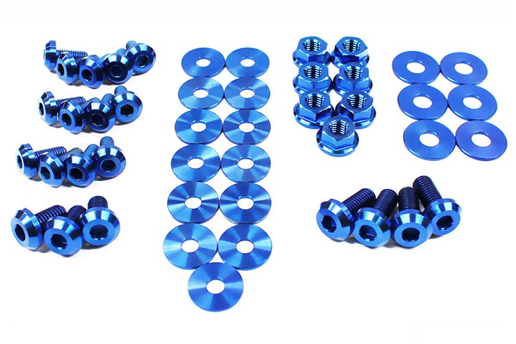 Fast Turn Fittings Titanium Hardware Engine Bay Kit (Blue) - 2008-2014 Subaru WRX/STI