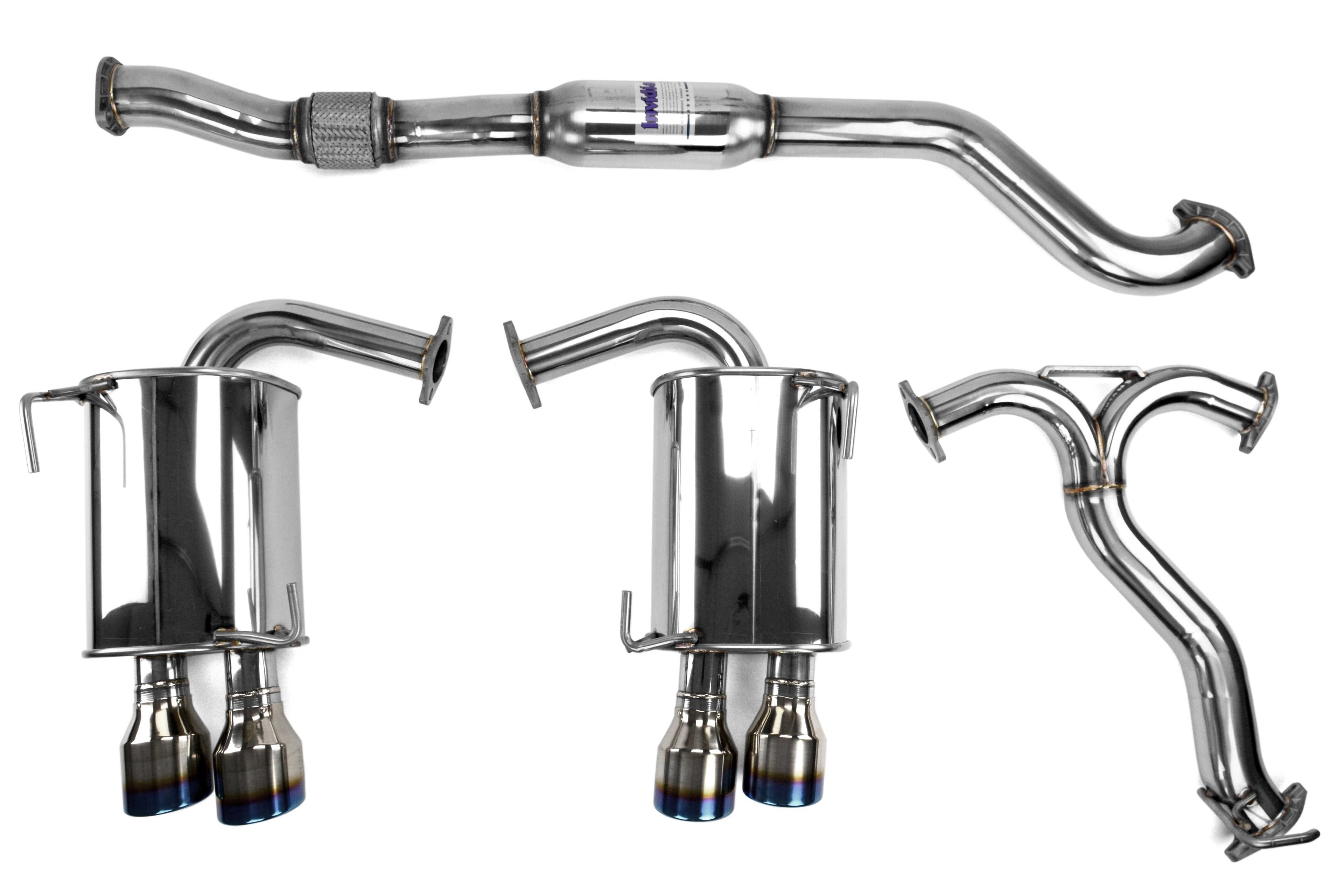 Invidia Q300 Quad Tip Cat Back Exhaust - Titanium Burnt Tips - 2015-2021 Subaru WRX / STI