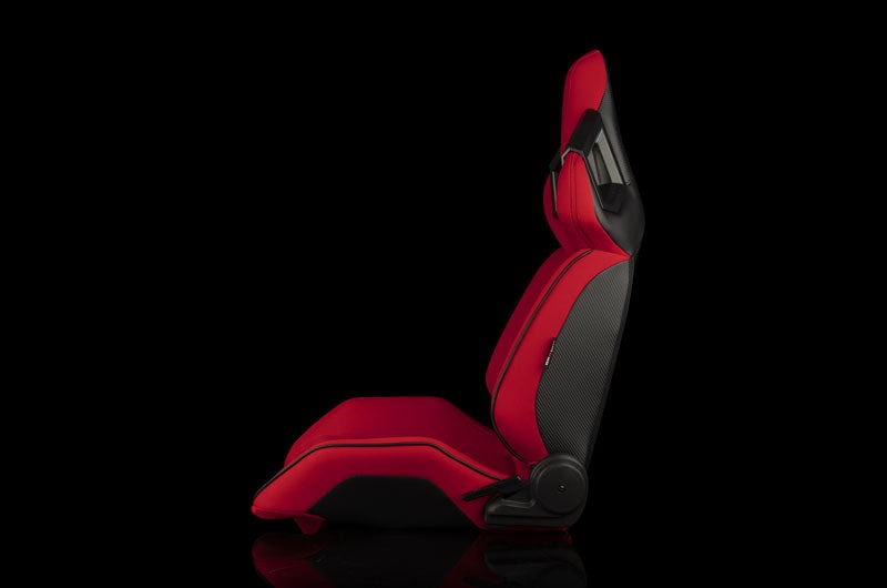 Braum Alpha X Series Sport Seats - Red Polo Fabric (Black Stitching) Pair - Universal