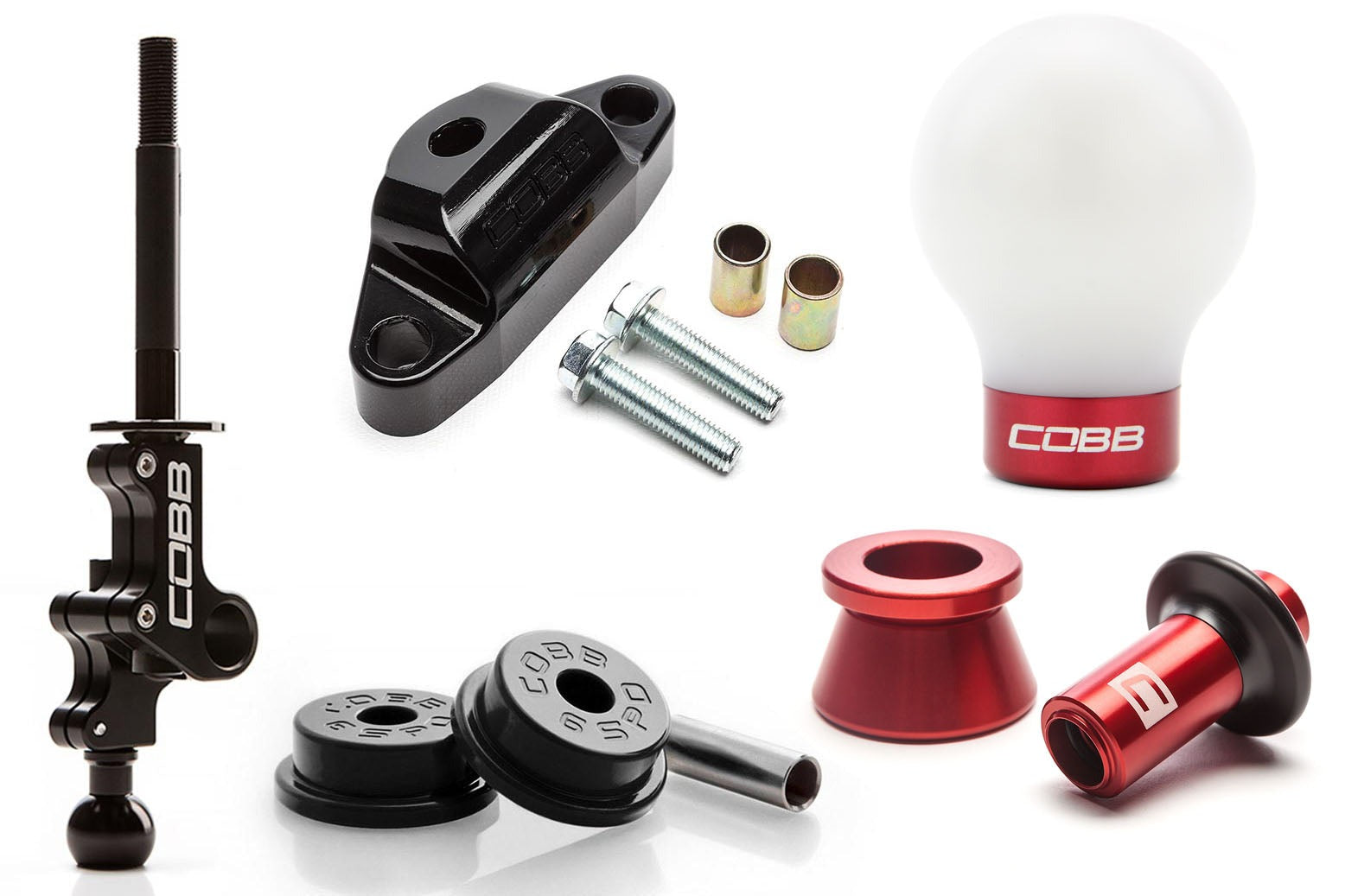 Cobb Stg 2+ Drivetrain Pkg - Red Knob / White & Red Lockout - 2004-2021 Subaru STI 6MT