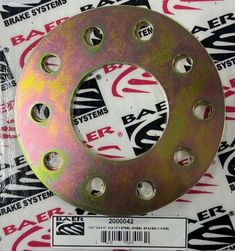 Baer Brakes .125in 5x4.50/4.75 Zinc-Coated Steel 5-Lug Wheel Spacers - Set of Two
