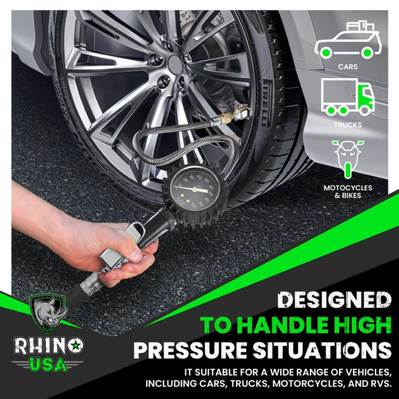 Rhino USA 100 Psi Analog Tire Inflator Gauge