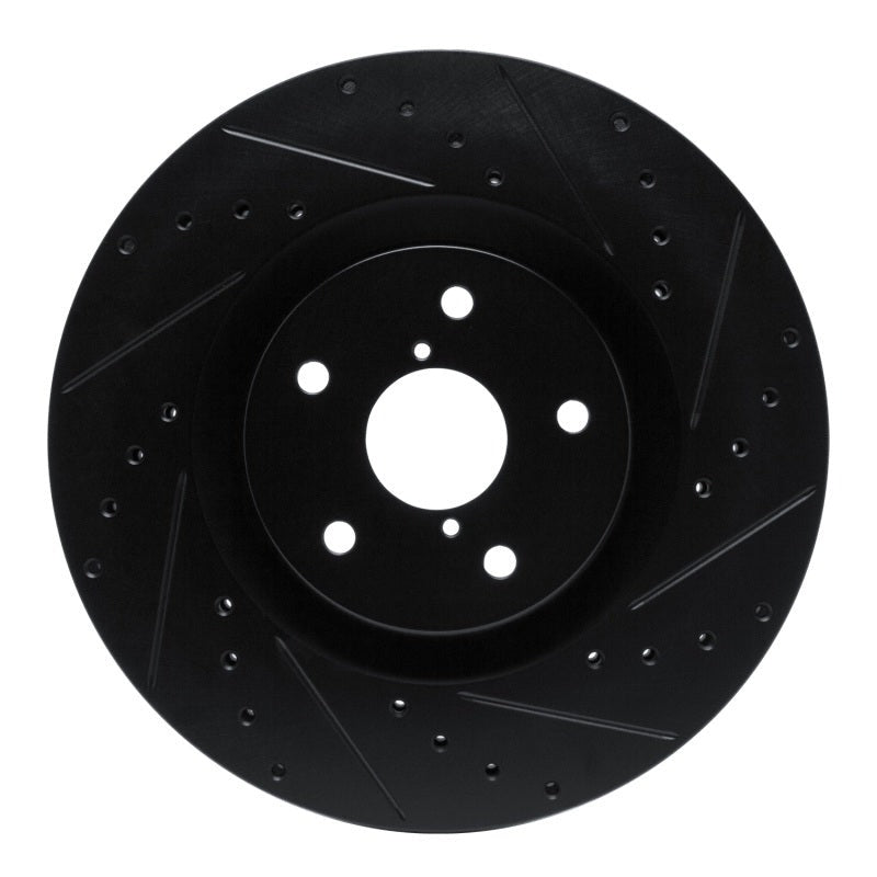 R1 Concepts Drilled & Slotted Black Front Right Brake Rotor - 2019-2025 Subaru Ascent