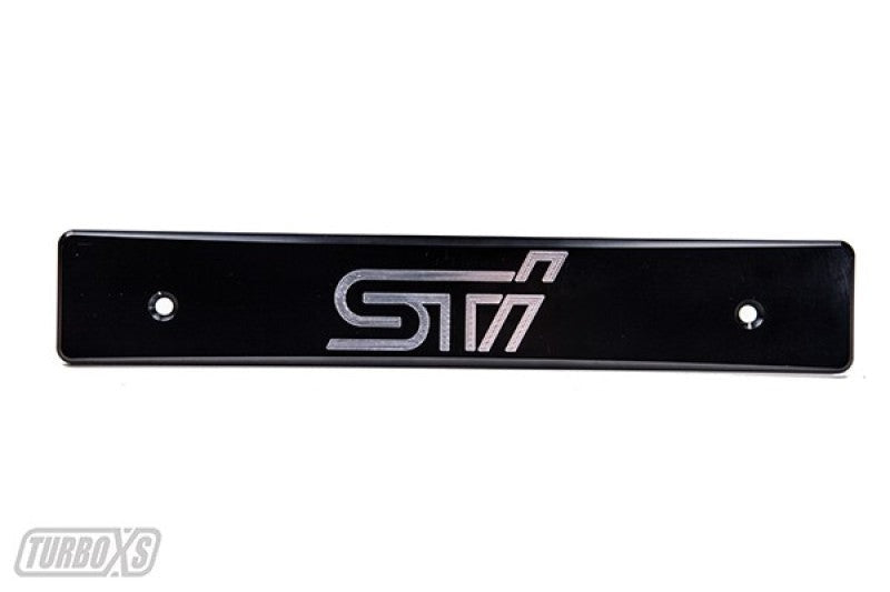 Turbo XS Billet Aluminum License Plate Delete Black Machined w/ STi Logo - 2015-2017 Subaru WRX / STI