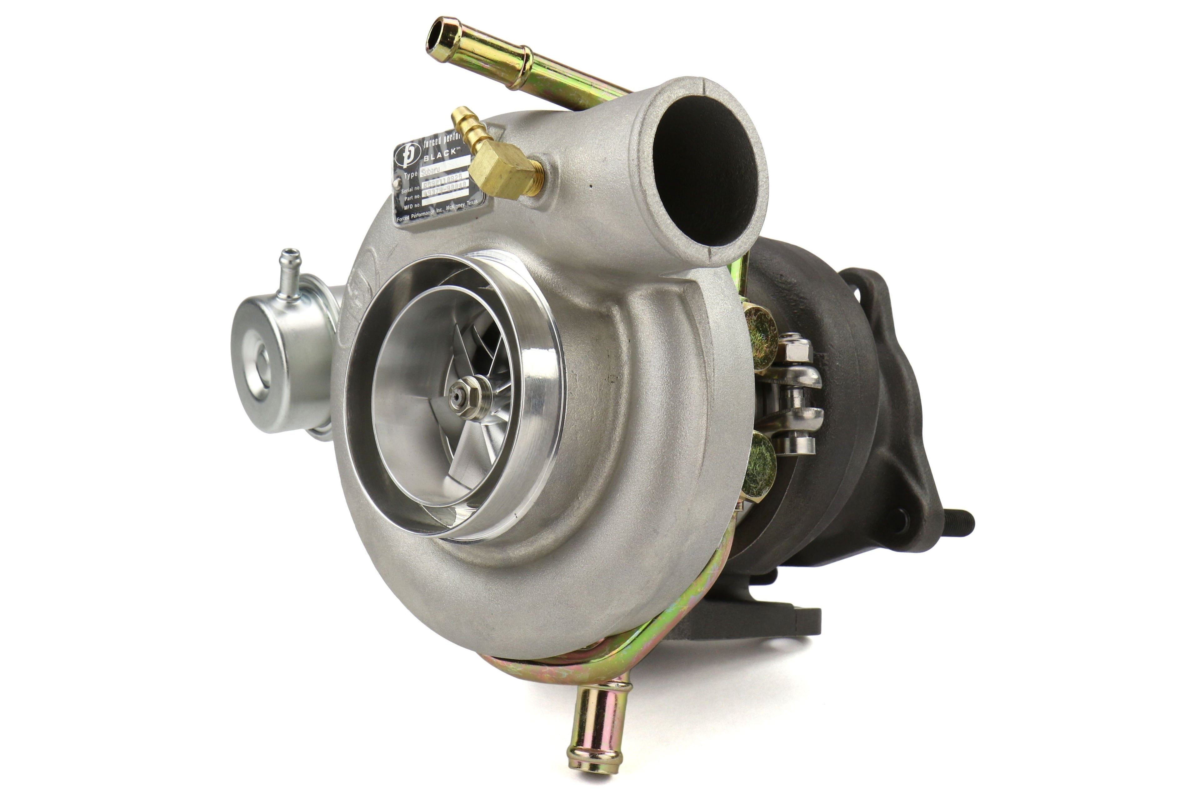 Forced Performance FP BLACK Turbocharger 84mm 8cm IWG w/ Oil Feed Line - 2002-2007 Subaru WRX / 2004-2021 Subaru STI