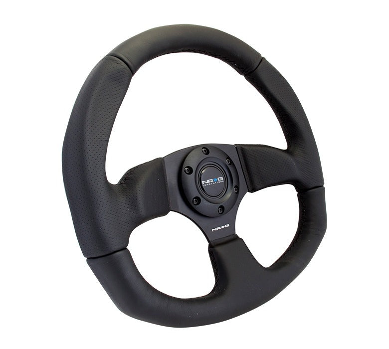 NRG Reinforced Steering Wheel Flat Bottom Black - Universal