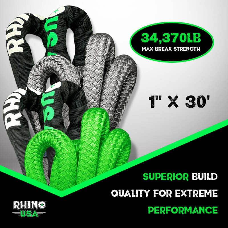 Rhino USA Kinetic Energy Recovery Rope (1In X 30Ft) Green