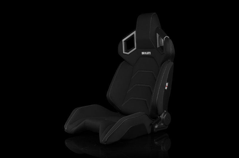 Braum Alpha X Series Sport Seats - Black Polo Fabric (Grey Stitching) Pair - Universal