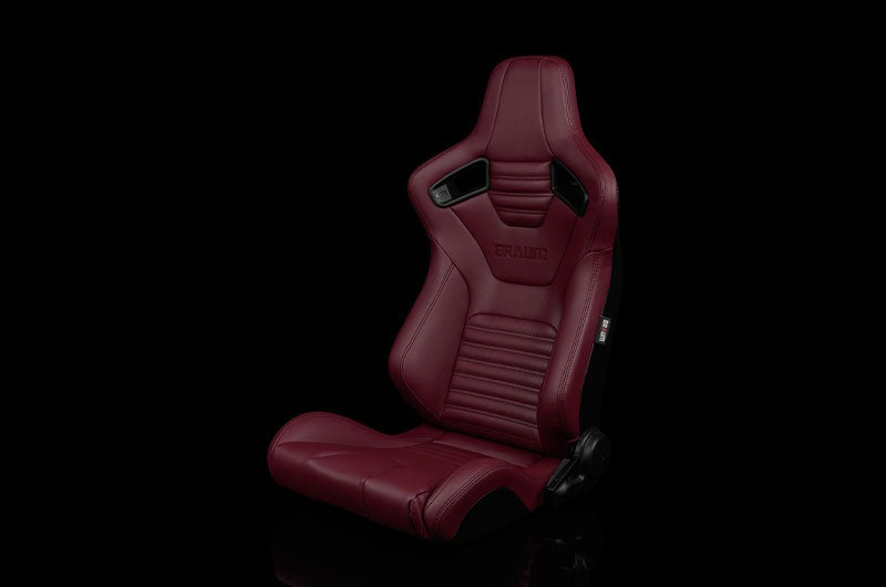 Braum Elite-X Series Sport Seats - Maroon Leatherette (Black Stitching) Pair - Universal