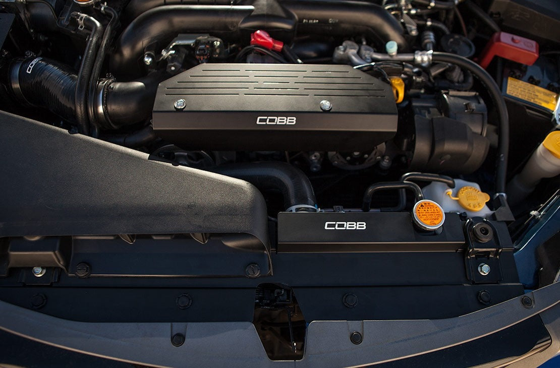 COBB Tuning Aluminum Alternator Cover Wrinkle Black - 2008-2014 Subaru WRX / 2008-2021 STI