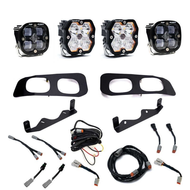 Baja Designs 23-25 Ford Super Duty Squadron Sport/SAE 2.0 Dual Fog Pocket Kit (Diving/Combo) - Clear