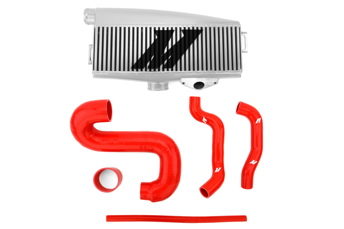 Mishimoto Silver Top Mount Intercooler w/ Red Hoses - 2002-2007 Subaru WRX / 2004-2007 STI