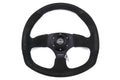 NRG Reinforced Steering Wheel Flat Bottom Suede Black - Universal