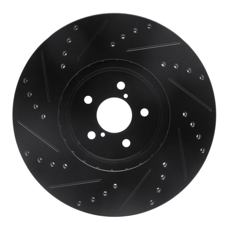 R1 Concepts Drilled & Slotted Black Front Right Brake Rotor - 2005-2013 Subaru Forester