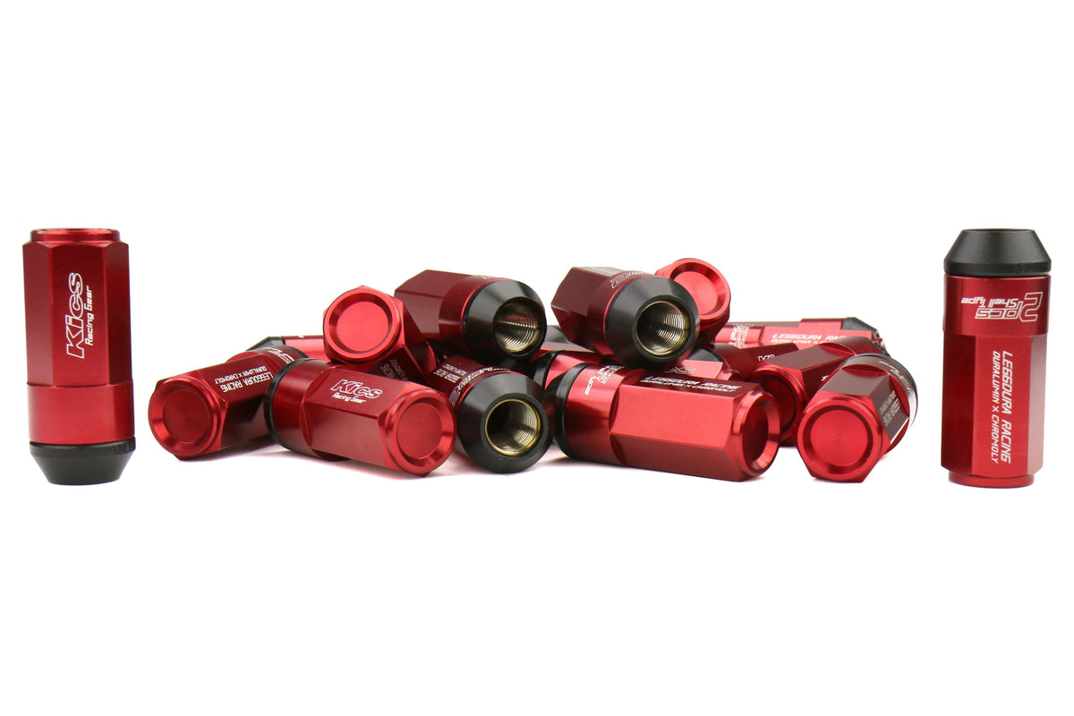 Project Kics Leggdura Racing Shell Type Lug Nut Set 53mm Closed-End Look 12X1.25 Red