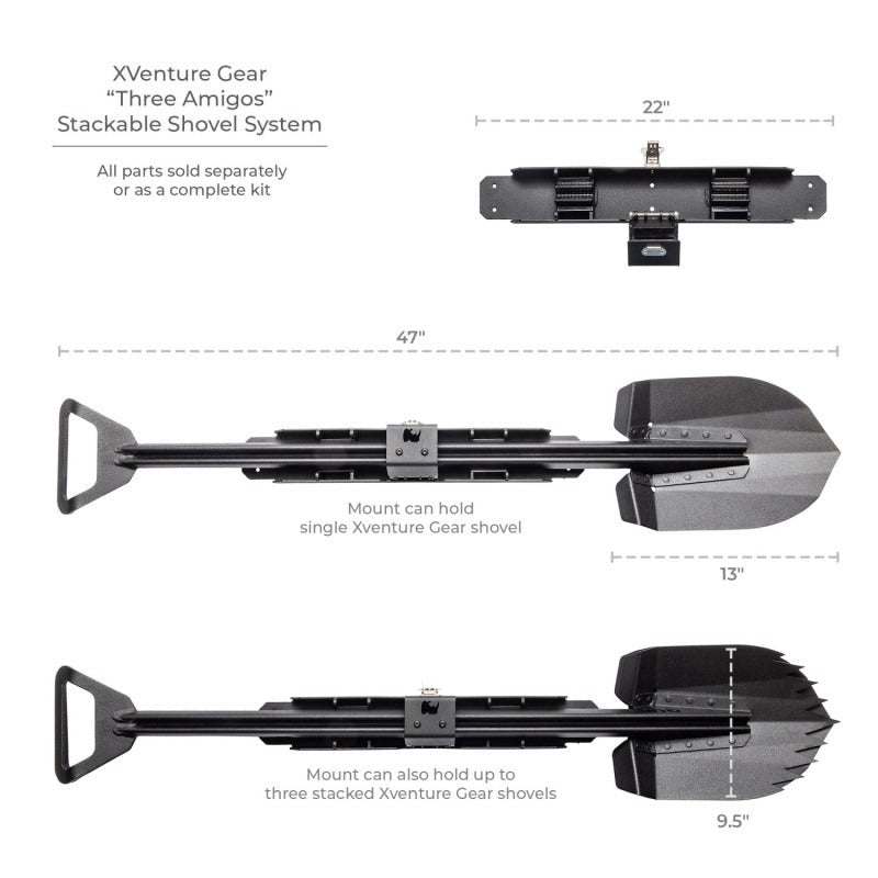Go Rhino Xventure Gear Sharktooth Stackable Shovel - Textured Black
