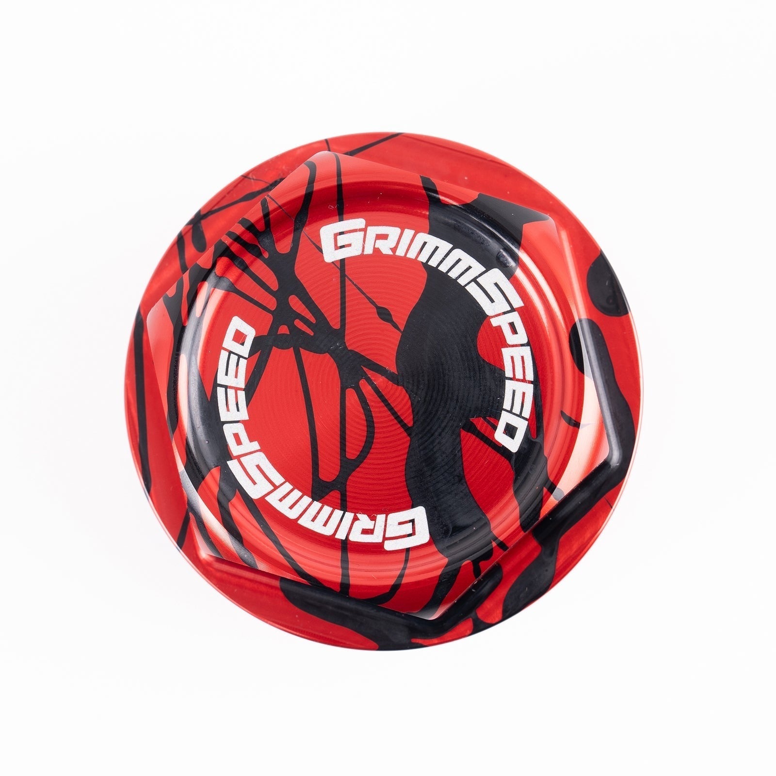GrimmSpeed Version 2 Bolt Oil Cap (Splatter Red/Black) - Subaru Universal