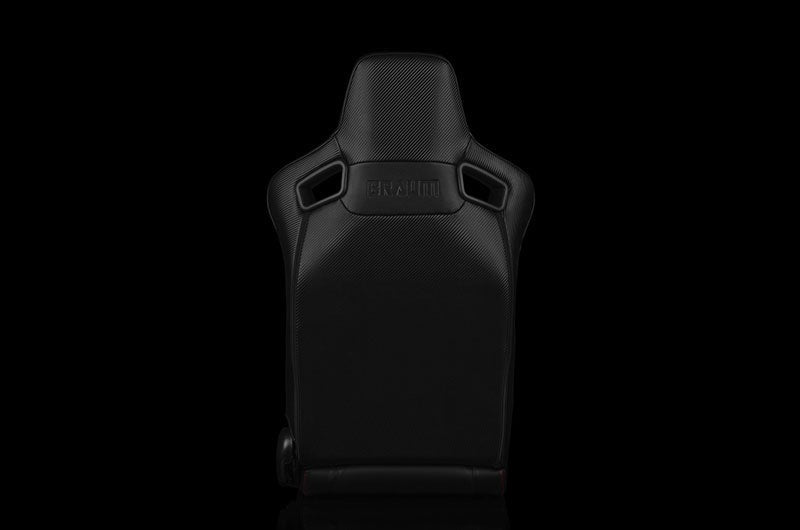 Braum Elite-R Series Sport Seats - Black Leatherette (Red Stitching / Red Piping) Pair - Universal