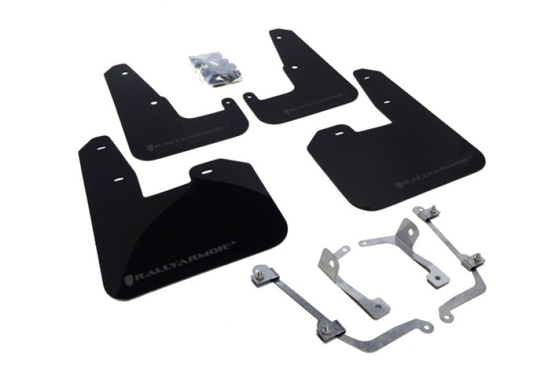 Rally Armor Black UR Mud Flap w/Grey Logo - 2008-2014 Subaru STI (Hatch Only) / 2011-2014 WRX (Hatch Only)