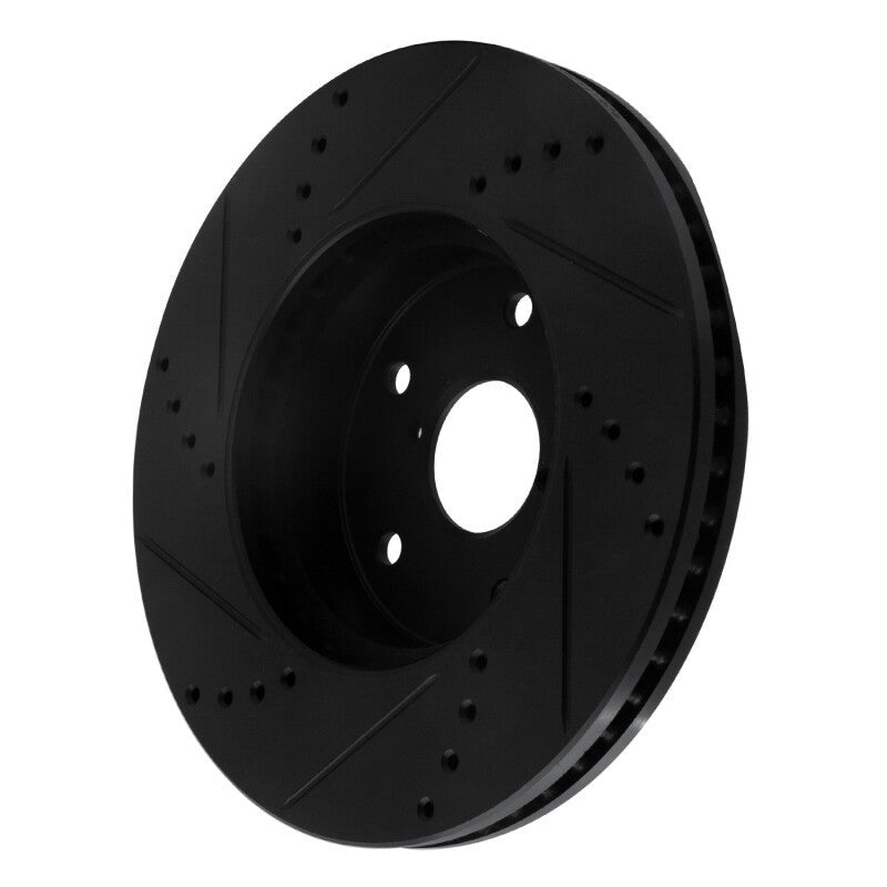 R1 Concepts Drilled & Slotted Black Front Right Brake Rotor - 2015-2019 Subaru Legacy