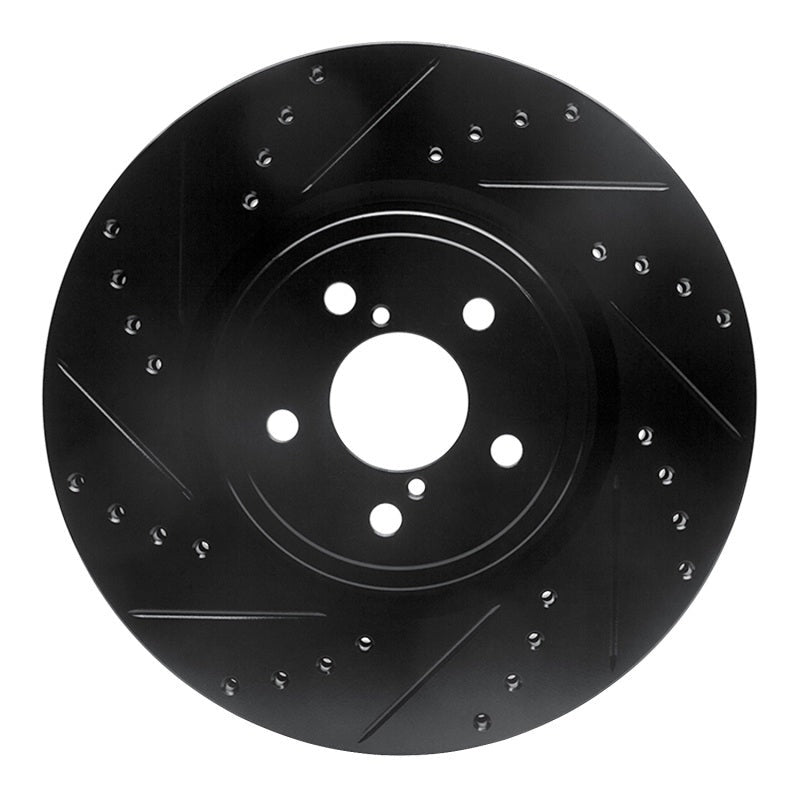 R1 Concepts Drilled & Slotted Black Front Left Brake Rotor - 2005-2013 Subaru Outback