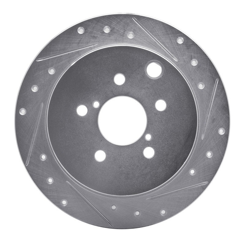 R1 Concepts Rear Right Drilled & Slotted Silver Brake Rotor - 2012-2023 Subaru Impreza