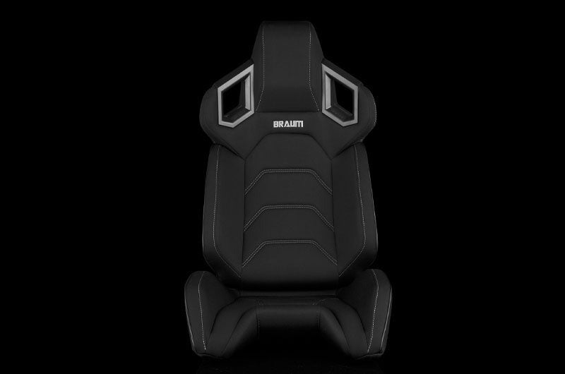 Braum Alpha X Series Sport Seats - Black Polo Fabric (Grey Stitching) Pair - Universal