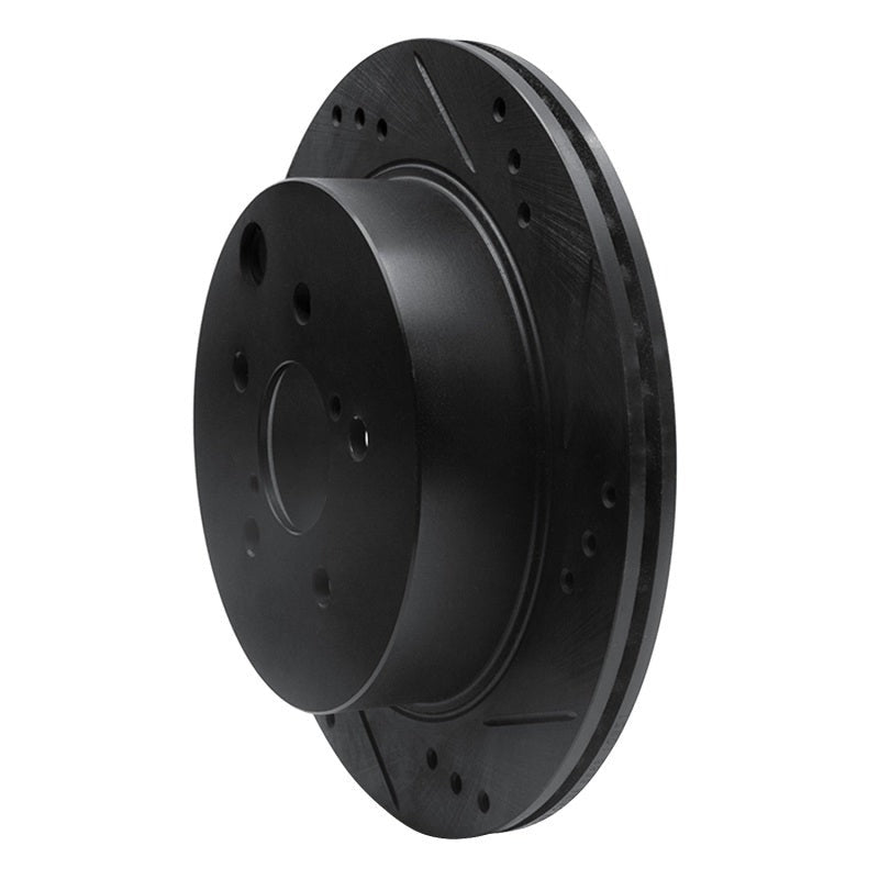 R1 Concepts Drilled & Slotted Black Rear Right Brake Rotor - 2014-2018 Subaru Forester