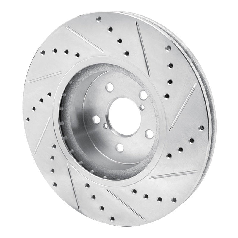 R1 Concepts Drilled & Slotted Silver Front Left Brake Rotor - 2005-2013 Subaru Outback