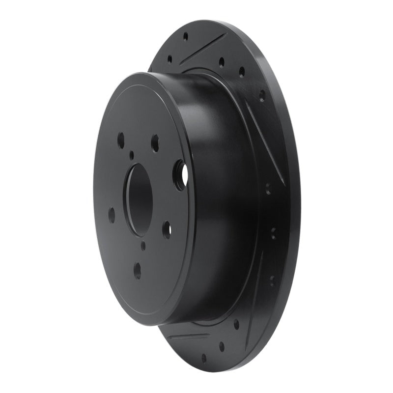 R1 Rear Left Drilled & Slotted Black Brake Rotor - 2015-2021 Subaru WRX