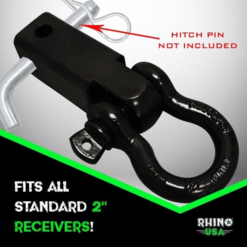 Rhino USA Shackle Hitch Receiver W/ D-Ring (Gray)