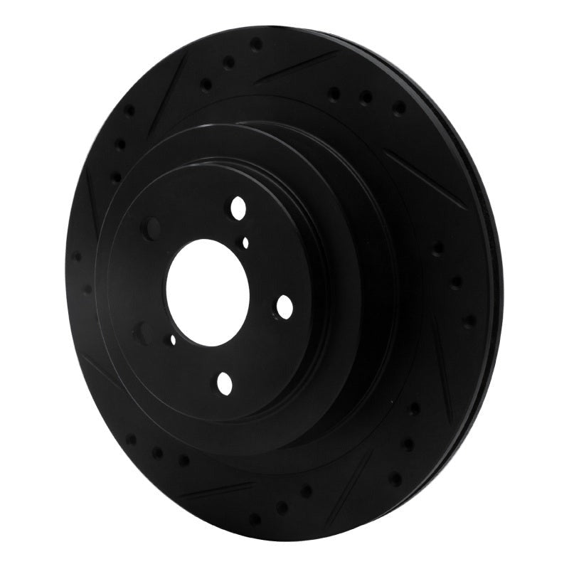 R1 Concepts Drilled & Slotted Black Rear Left Brake Rotor - 2005-2009 Subaru Legacy