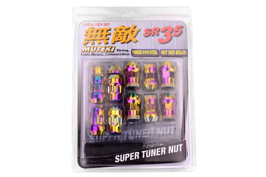 Wheel Mate Muteki SR35 Close End Lug Nuts w/ Lock Set - Neon 12x1.25 35mm