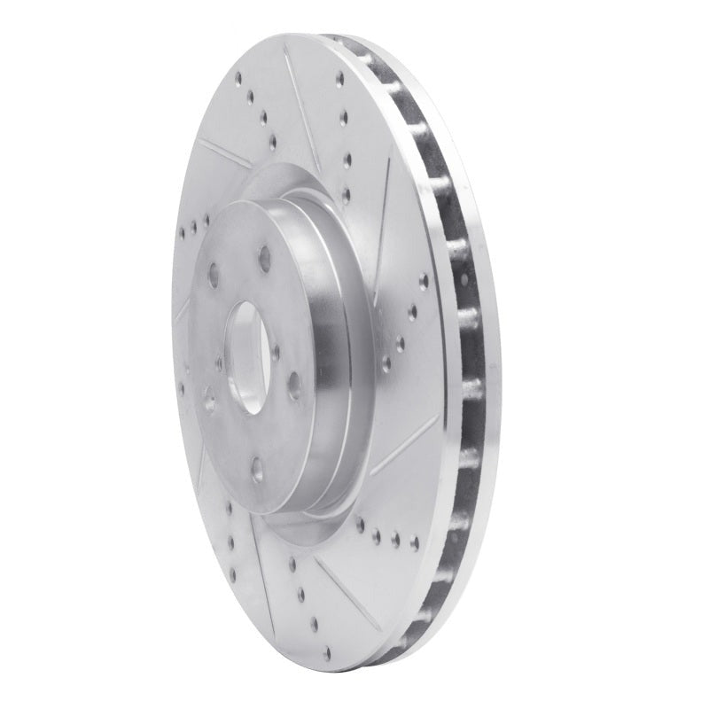 R1 Front Right Drilled & Slotted Silver Brake Rotor - 2005-2017 Subaru STI