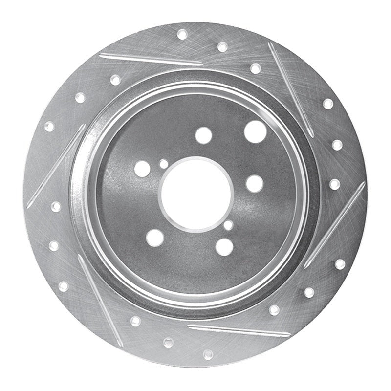 R1 Concepts Rear Left Drilled & Slotted Silver Brake Rotor - 2012-2023 Subaru Crosstrek