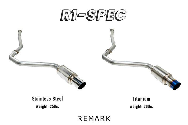 Remark R1-Spec Catback Exhaust Titanium Muffler Section w/ Burnt Tip - 2015-2021 Subaru WRX / STI